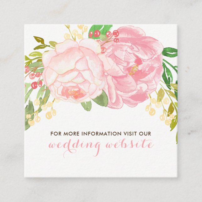 Pretty Pink and Blush Peonie Flowers Website Cards (Front)