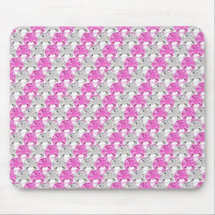 Pretty Pink and Clear Rhinestone Stripe Design Mouse Pad