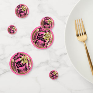 Pretty Pink and Gold Happy Birthday Party Star Confetti