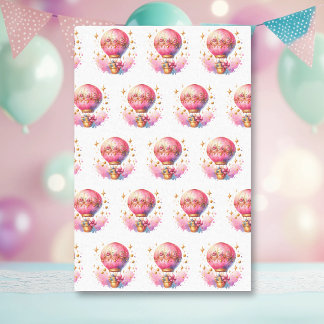 Pretty Pink and Gold Hot Air Balloons Tissue Paper