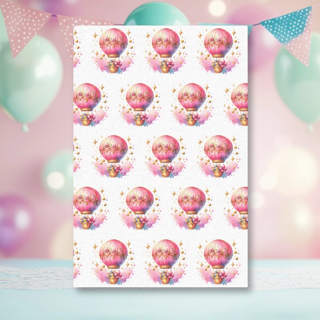 Pretty Pink and Gold Hot Air Balloons  Tissue Paper (Creator Uploaded)