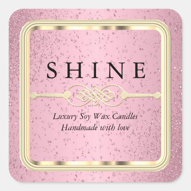 Pretty Pink and Gold Labels Square (Front)