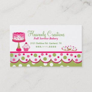 Pretty Pink and Green Bakery Business Card