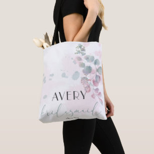 Pretty Pink and Green Eucalyptus Leaves Tote Bag