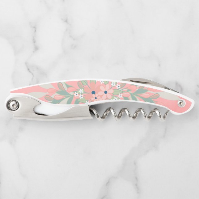 Pretty pink and green floral corkscrew (Front)