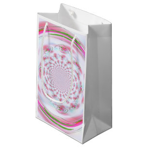 Pretty Pink and Green Fractal Design Small Gift Bag