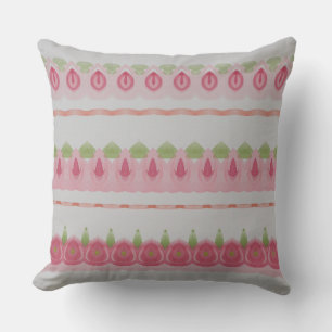 Pretty Pink And Green Patterned Cushion