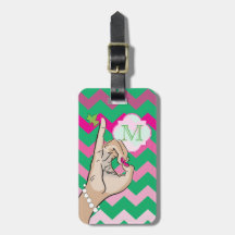 Pretty pink and green Travel Bag Tag Template