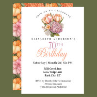Pretty Pink and Orange Tulip 70th Birthday