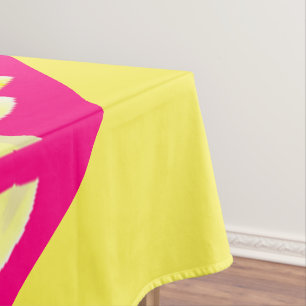 Pretty pink and pale cream yellow design patterned tablecloth