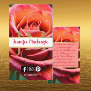 Pretty Pink and Peach Rose AI Generated  Business Card