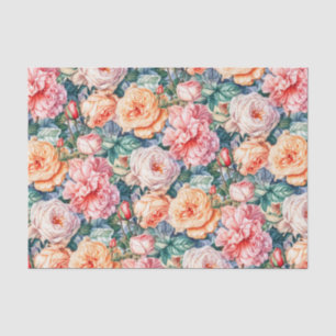 Pretty Pink and Peach Roses Tissue Paper
