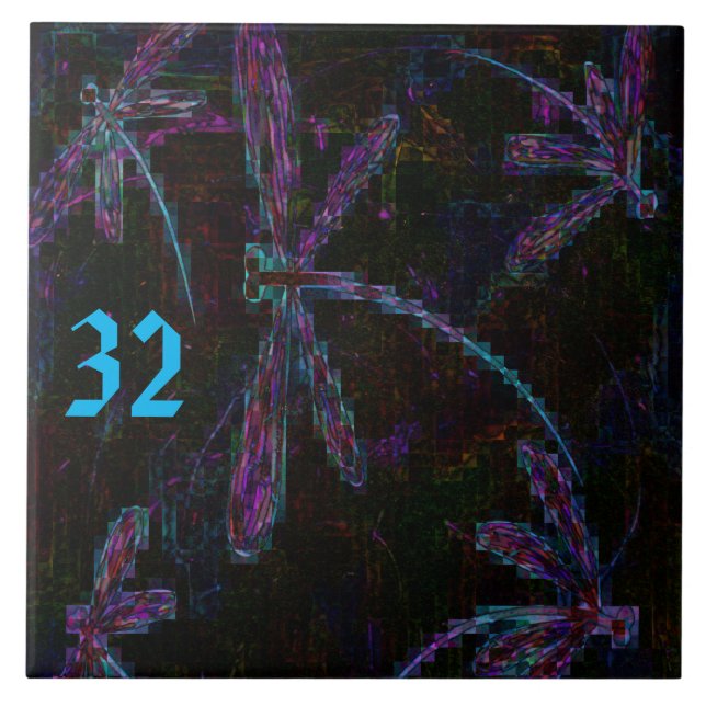 Pretty Pink and Purple Dragonflies Tile (Front)