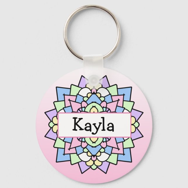 Pretty Pink and Purple Mandala       Key Ring (Front)