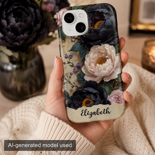 Pretty Pink and Purple Peonies Personalised Case-Mate iPhone Case (Creator Uploaded)