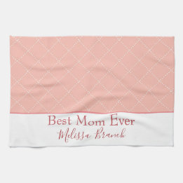 Pretty Pink and White Best Mum Ever Tea Towel