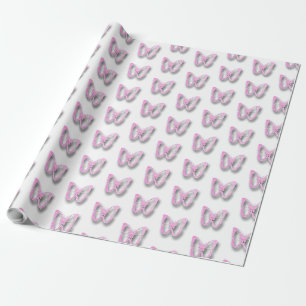 Pretty Pink and White Butterfly Gift Wrap