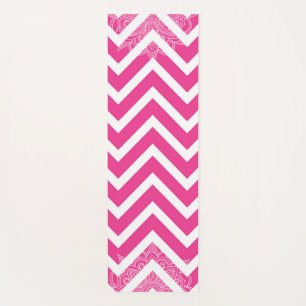 Pretty Pink and White Chevron Mandala Yoga Mat