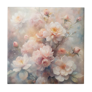 Pretty Pink and White Flowers  Tile
