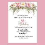 Pretty Pink and White Peony 80th Birthday Invitation<br><div class="desc">Celebrate a remarkable milestone with this elegant 80th birthday party invitation featuring a beautiful floral design inspired by soft peonies and lush greenery. Perfect for honoring a special woman turning eighty, this timeless invitation sets a sophisticated tone for a memorable celebration with family and friends. The graceful botanical styling creates...</div>