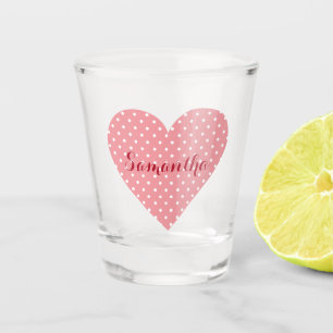 Pretty pink and white polka dots shot glass