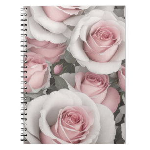 Pretty Pink and White Roses Notebook