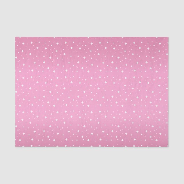 Pretty Pink and White Stars Tissue Paper (Front)