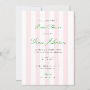 Pretty Pink and White Stripe Wedding Bridal Shower Invitation