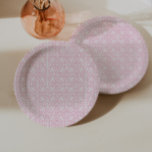 Pretty Pink And White Vintage Tile Print Paper Plate<br><div class="desc">This pretty paper plate design is without customisation (I do offer customisation options on the sister design to this). The background print was taken from a vintage azulejo tile (blue and white tile) and re-coloured digitally in pink and white.</div>