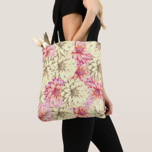 Pretty Pink and Yellow Floral Tote Bag