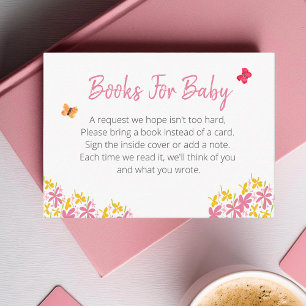Pretty Pink and Yellow Flower Books For Baby Enclosure Card
