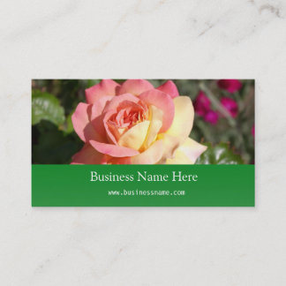 Pretty pink and yellow rose flower business card