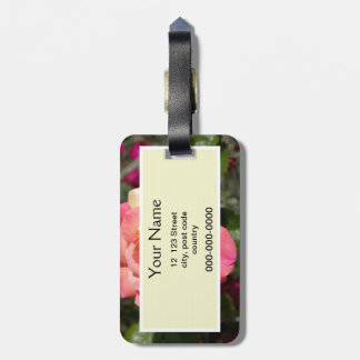 Pretty  pink and yellow rose flower.  Floral Luggage Tag