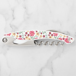 Pretty Pink and Yellow Vintage Floral Pattern Corkscrew