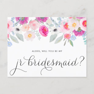 Pretty Pink Anemones Will You Be My Jr Bridesmaid Invitation Postcard