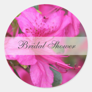Pretty pink azalea flowers bride shower classic round sticker