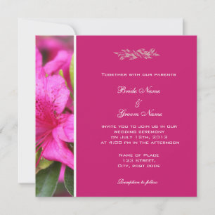 Pretty pink azalea flowers floral wedding invitation