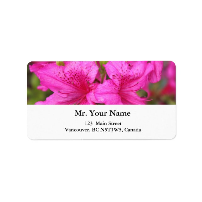 pretty pink azalea flowers label (Front)