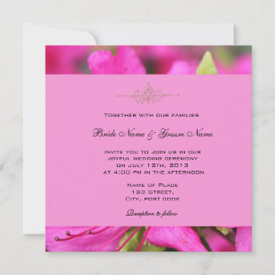 Pretty pink azalea flowers wedding invitations