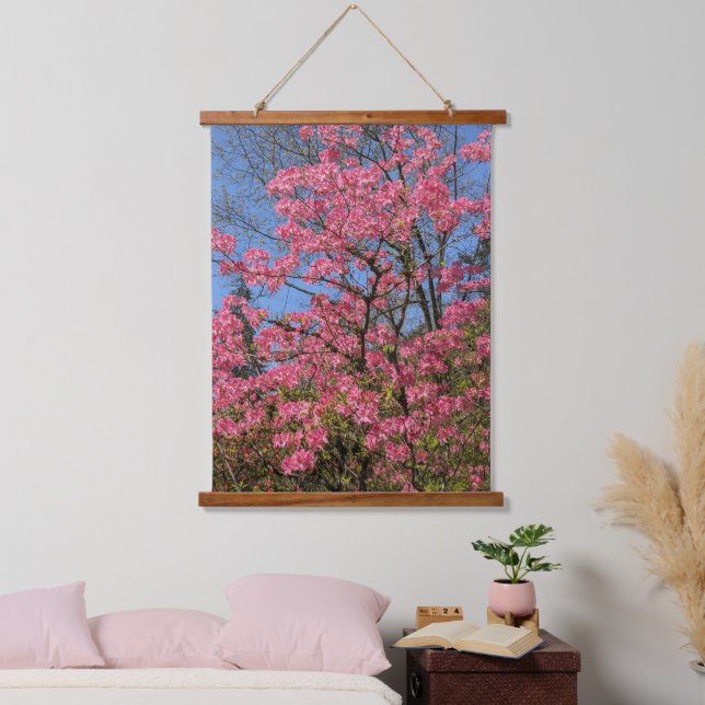 Pretty Pink Azaleas Floral Hanging Tapestry (Bedroom)