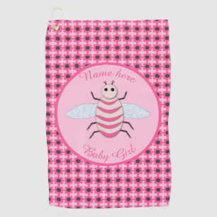 Pretty Pink Baby Girl Bee Custom Golf Towel