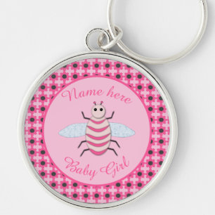 Pretty Pink Baby Girl Bee Custom Key Ring