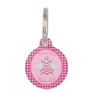 Pretty Pink Baby Girl Bee Custom Pet Tag