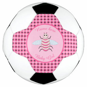 Pretty Pink Baby Girl Bee Custom Soccer Ball