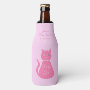 Pretty Pink Baby Girl Cat Custom Baby Shower Bottle Cooler