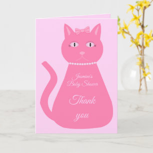 Pretty pink Baby Girl Cat Custom Baby Shower Card