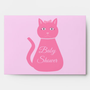 Pretty Pink Baby Girl Cat Custom Baby Shower Envelope