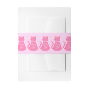 Pretty Pink Baby Girl Cat Custom Baby Shower Invitation Belly Band