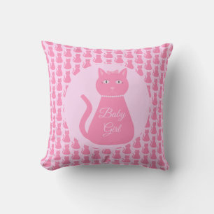 Pretty Pink Baby Girl Cat Custom Cushion