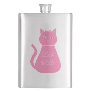 Pretty Pink Baby Girl Cat Custom Dad to be Hip Flask